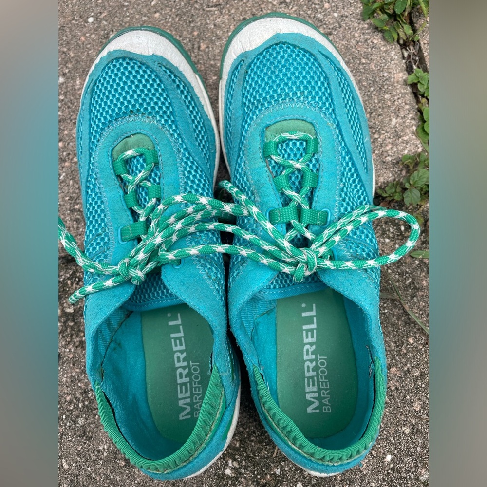 Merrell Pace Glove Barefoot Running Shoes Sz 9.5 Vibram Sole - Bluegreen